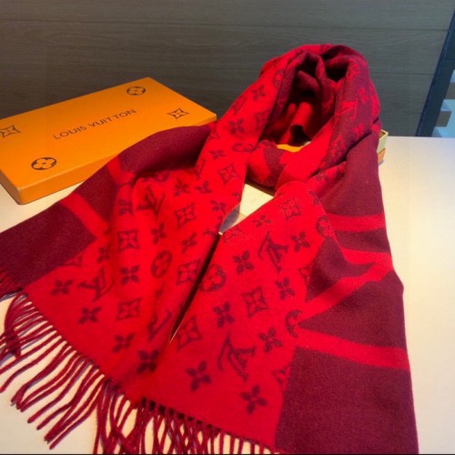 Louis Vuitton Two-Color Cashmere Shawl Red Louis Vuitton Two-Color Cashmere Shawl Red