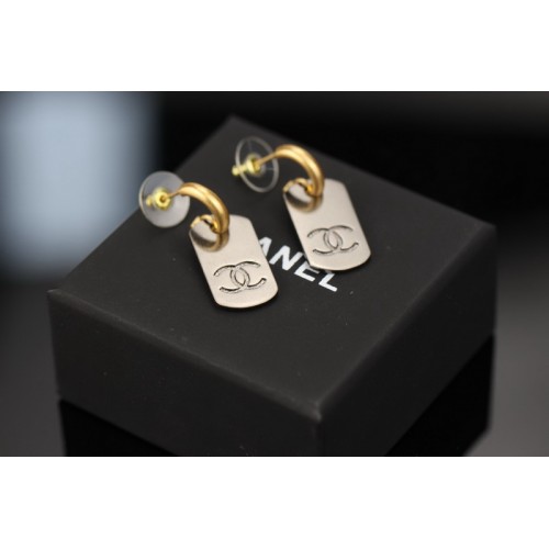 Chanel Classic Diamond Pattern Plus Double C Logo Tag Curved Black Earrings Chanel Classic Diamond Pattern Plus Double C Logo Tag Curved Black Earrings
