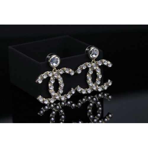Chanel Early Spring New Big Logo Crystal Stud Earrings Chanel Early Spring New Big Logo Crystal Stud Earrings