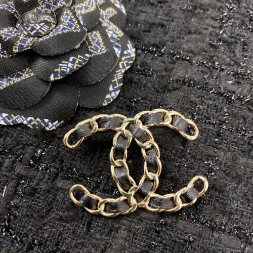 Chanel Code A001 Black Leather Brooch Chanel Code A001 Black Leather Brooch