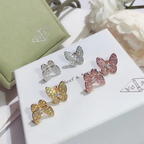 Van Cleef & Arpels Two Butterfly Earrings Full Diamond Van Cleef & Arpels Two Butterfly Earrings Full Diamond