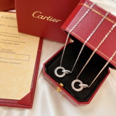 Cartier Love Row of Diamonds Double Ring Necklace