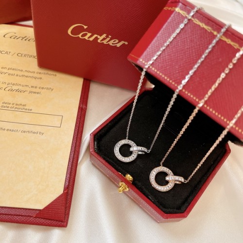 Cartier Love Row of Diamonds Double Ring Necklace Cartier Love Row of Diamonds Double Ring Necklace