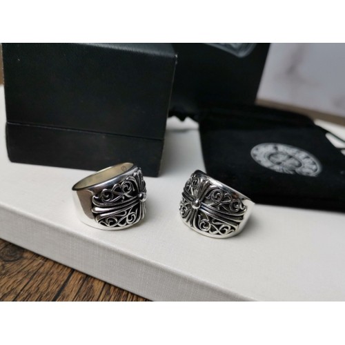 Chrome Hearts Vintage Luxury Wide Face Varved Rings Chrome Hearts Vintage Luxury Wide Face Varved Rings