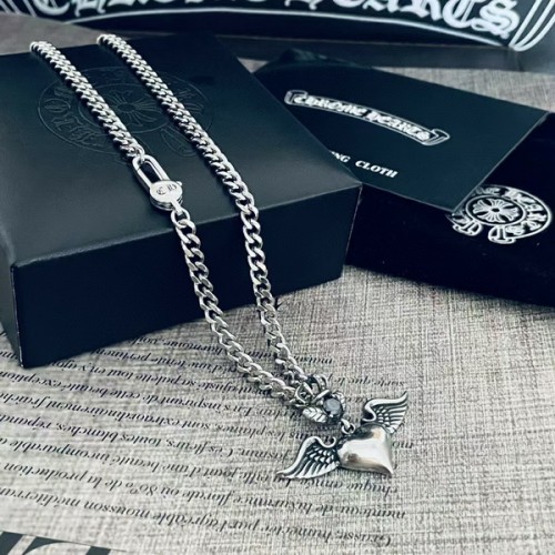 Chrome Hearts Winged Heart-shaped Side Side Necklace Chrome Hearts Winged Heart-shaped Side Side Necklace